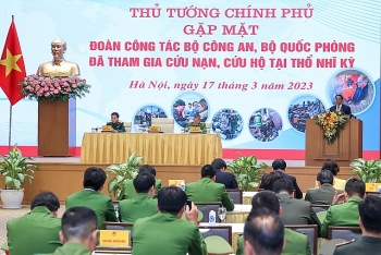 Thủ tướng Phạm Minh Chính gặp mặt Đoàn công tác tham gia hỗ trợ nhân đạo và cứu trợ thảm họa động đất tại Thổ Nhĩ Kỳ của Bộ Quốc phòng, Bộ Công an