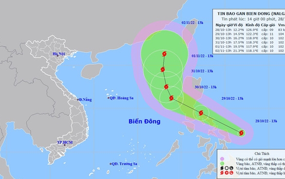 Bão Nalgae (cơn bão số 7) đang hướng vào Biển Đông