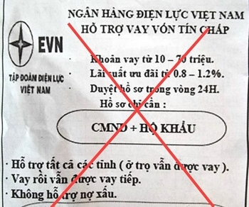 Cảnh báo giả mạo thương hiệu EVN để quảng cáo cho vay tín chấp